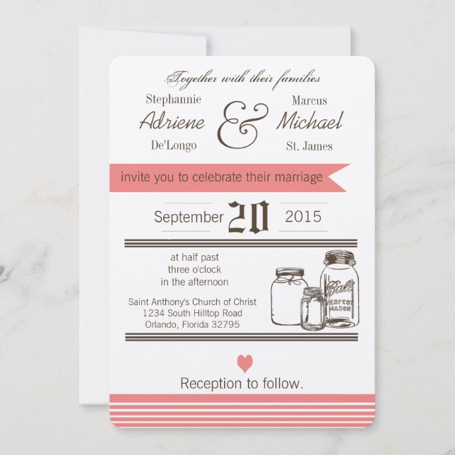 Convite para Casamento Russo do País Mason Jar 5x7 (Frente)