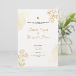 Convite para Casamento Russo Dourado com Marca Per