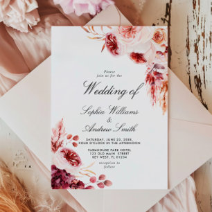 Convite para Casamento Russo Rosa da Boêmia