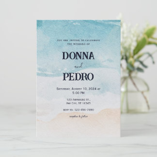 Convite para Casamento Rustic Beach Watercolor
