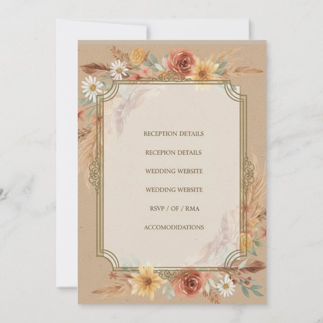Convite para Casamento Rustic Boho (Verso)