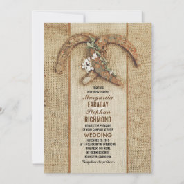 Convite para Casamento Rustic Burlap com Ferradura