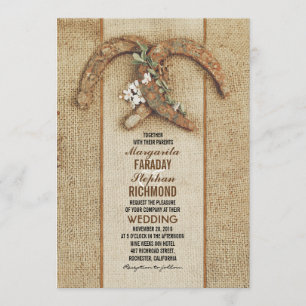 Convite para Casamento Rustic Burlap com Ferradura