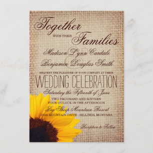 Convite para Casamento Rustic Country Sunflower Bu