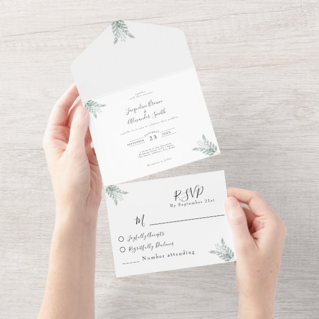Convite para Casamento Rustic Eucalyptus Calliogra (Tearaway)