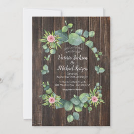 Convite para Casamento Rustic Eucalyptus Wreath