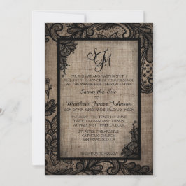 Convite para Casamento Rustic Gótico Black Lace Bu