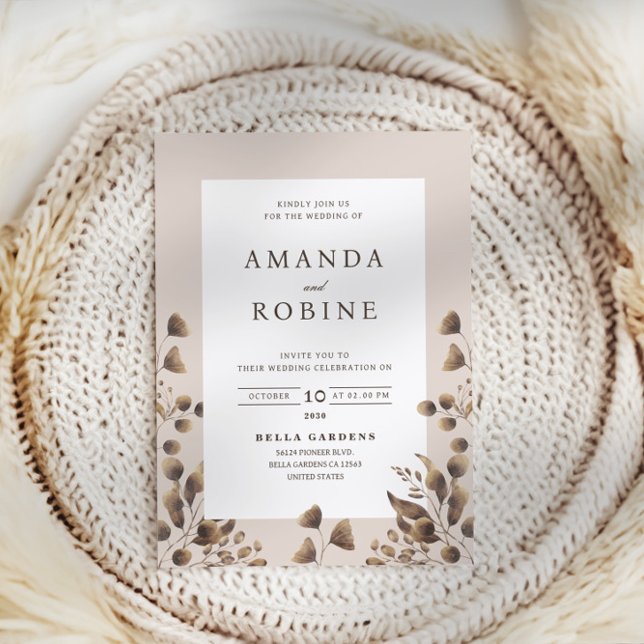 Convite para Casamento Rustic Leaf (Criador carregado)