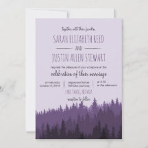 Convite para casamento Rustic Mountain em roxo