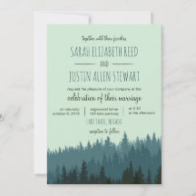 Convite para casamento Rustic Mountain em verde az