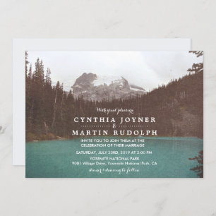 Convite para Casamento Rustic Mountain Lake