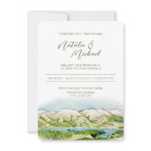 Convite para Casamento Rustic Mountain Watercolor