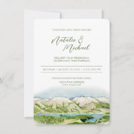 Convite para Casamento Rustic Mountain Watercolor