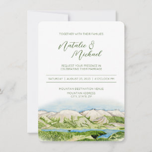 Convite para Casamento Rustic Mountain Watercolor