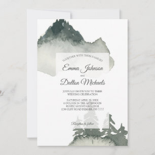 Convite para Casamento Rustic Mountain Watercolor