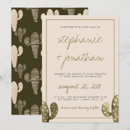 Convite Para Casamento Rustic Watercolor Cactus