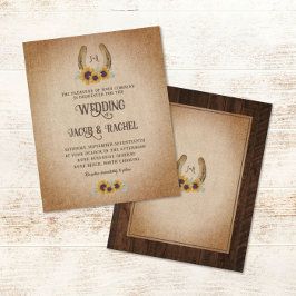 Convite para Casamento Rustic Western Sunflower