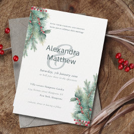 Convite Para Casamento Rustic Winter Holly Berries