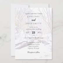 Convite para Casamento Rustic Winter Snowy Canyon