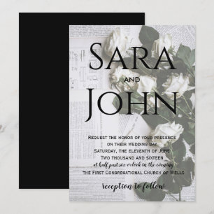 convite para casamento rústico de jornal floral