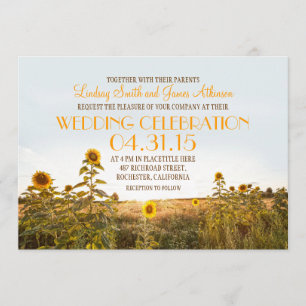 Convite para casamento rústico do campo girassol