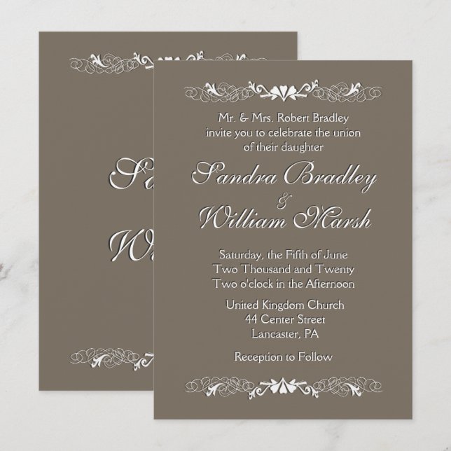 Convite para Casamento Sandstone (Frente/Verso)