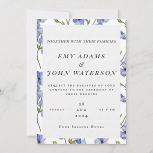 convite para casamento simples azul e roxo