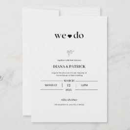 Convite para Casamento Simples Branco e Preto