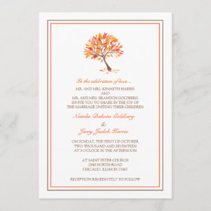 Convite para Casamento Simples de Árvore de Tema 