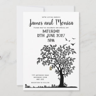Convite para Casamento Simples de Árvore/Pássaro P