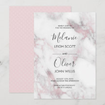 Convite para Casamento Simples de Marble Rosa