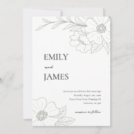 Convite para casamento simples de Rosa selvagem em