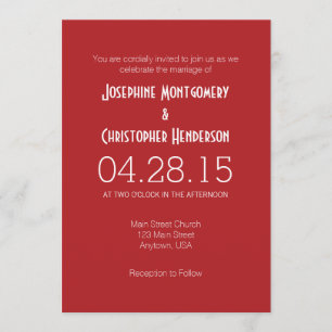 Convite para Casamento Simples e Branco Vermelho