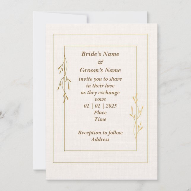 Convite para Casamento Simples e Clássico (Frente)