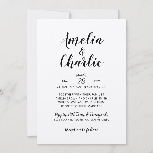 Convite para Casamento Simples e Minimalista Russo (Frente)