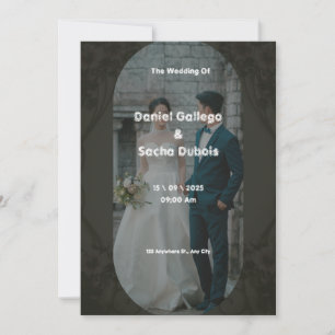 Convite para Casamento Simples Preto e Marrom