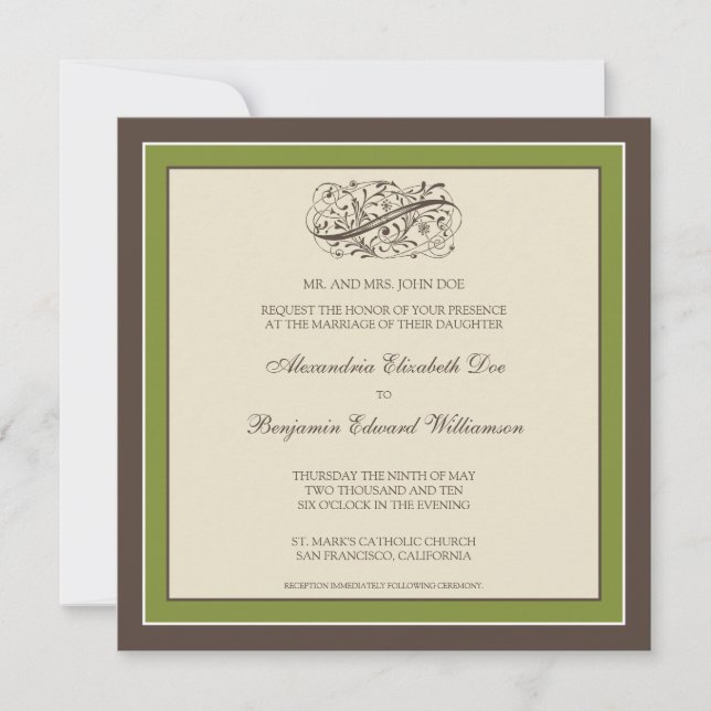 Convite para Casamento Simplesmente Elegante (azei (Frente)