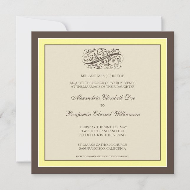 Convite para Casamento Simplesmente Elegante (caná (Frente)