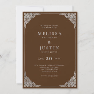Convite para Casamento Simplístico Moderno Brown