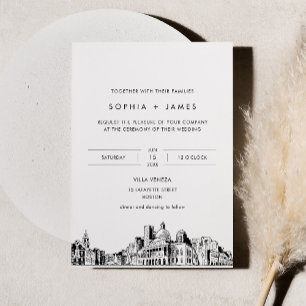 Convite para Casamento Skyline em Boston com Foto