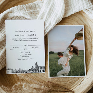 Convite para Casamento Skyline em Pittsburgh com F