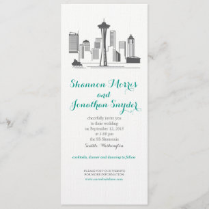 Convite para Casamento Skyline na Cidade de Seattl