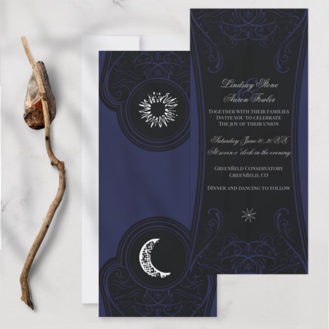 Convite para Casamento Sol e Lua ornamentado (Criador carregado)