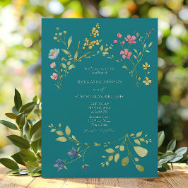 Convite para Casamento Teal de primavera