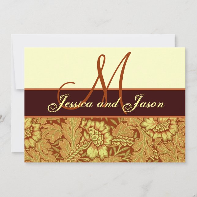 Convite para Casamento tema damasco Amarelo laranj (Frente)