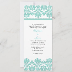 Convite para Casamento tema damasco Aqua
