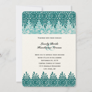 Convite para Casamento tema damasco Azul Boho