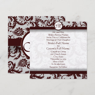 Convite para Casamento tema damasco Brown de Choco
