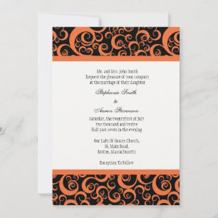 Convite para Casamento tema damasco com Orange