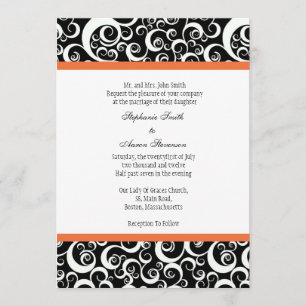Convite para Casamento tema damasco com Orange
